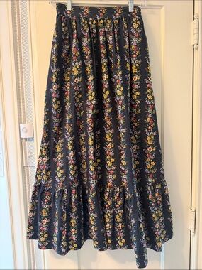 Pink City Prints Floral Maxi Skirt in Black and Yellow